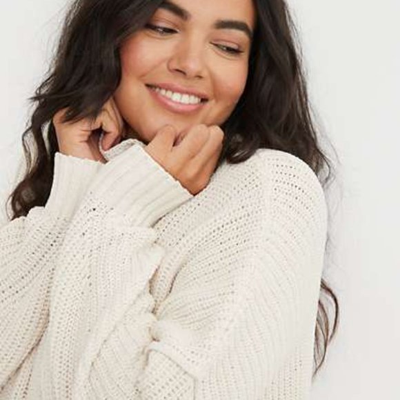 Abercrombie Vintage Cable Knit Ivory Sweater - Picture 1 of 7